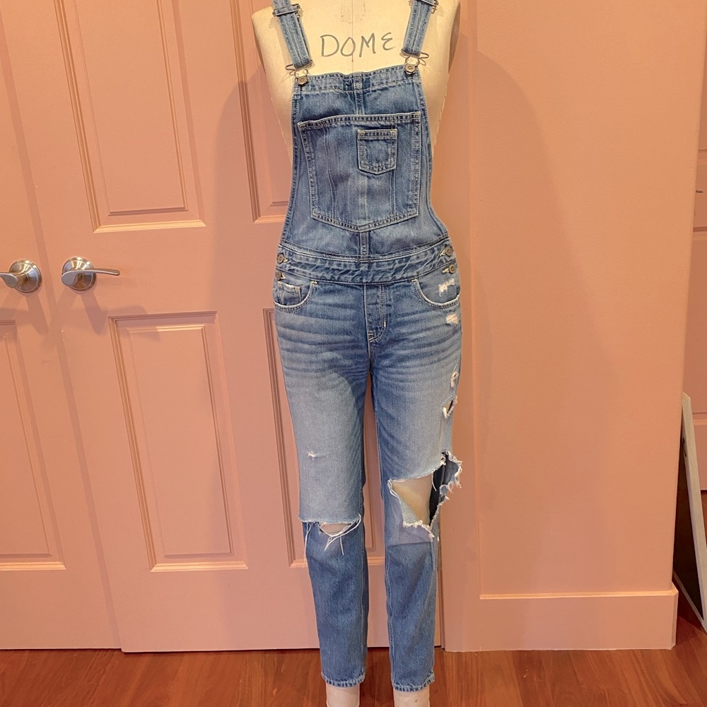 Distressed Denim Overalls